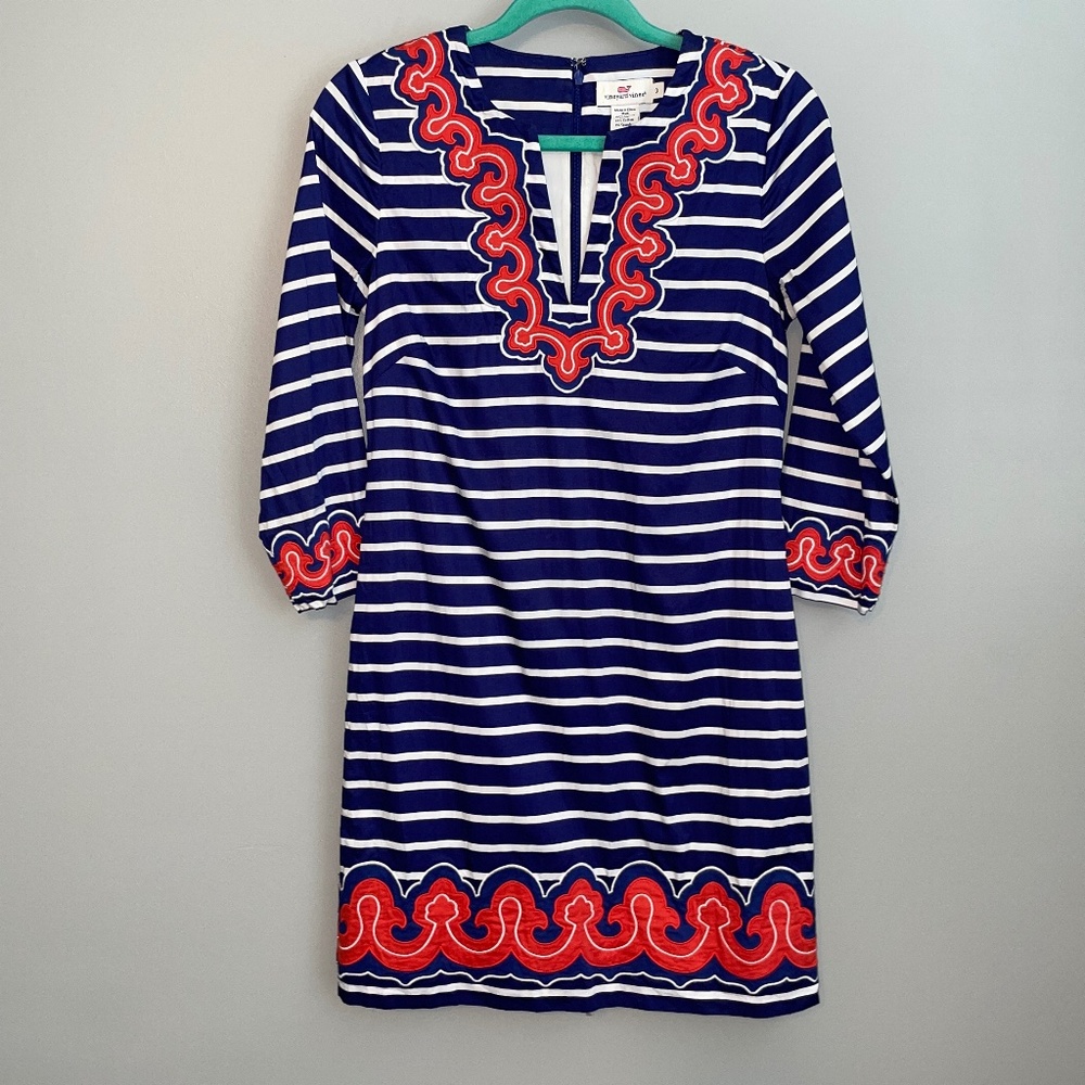 EUC Vineyard Vines Border Print Tunic Dress Nautical Theme Size 0